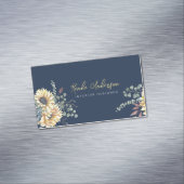 Elegant Rustige zonnebloemen Eucalyptus Magnetisch Visitekaartje (Voorbeeld)