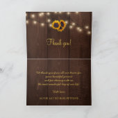 Elegant rustige zonnebloemfotobruiloft bedankkaart (Binnen)