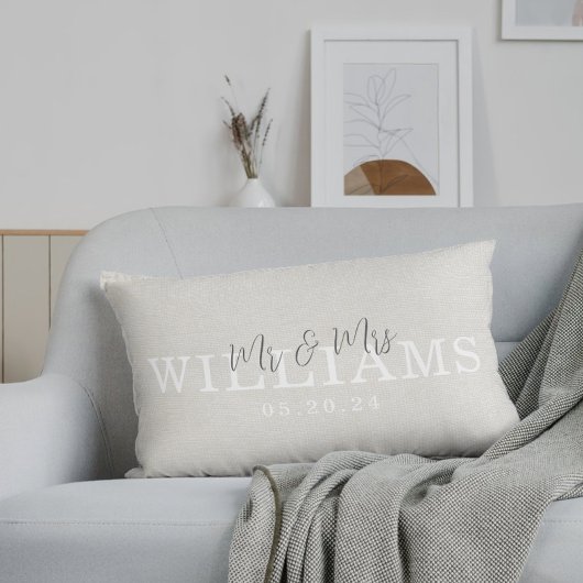 Elegant Rustisch Beige Mijnheer en Mevrouw Kussen