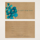 Elegant Rustisch Eucalyptus Leaves Cadeaucertifica Visitekaartje (Voorkant /achterkant)