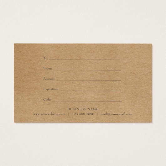 Elegant Rustisch Eucalyptus Leaves Cadeaucertifica Visitekaartje (Achterkant)