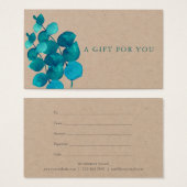 Elegant Rustisch Eucalyptus Leaves Cadeaucertifica Visitekaartje (Voorkant /achterkant)