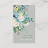 Elegant rustisch floraalgroen visitekaartje (Voorkant)