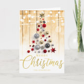 Elegant Rustisch Gold Script-kerstboom Feestdagen Kaart (Voorkant)