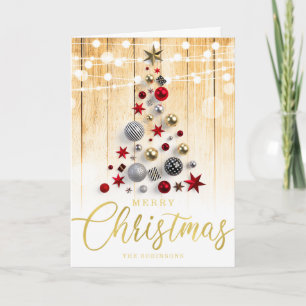 Elegant Rustisch Gold Script-kerstboom Feestdagen Kaart