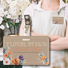 Elegant Rustisch Kraft Boho Bloemendesign Gehoogd Badge