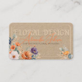Elegant Rustisch Kraft Boho Bloemendesign Gehoogd  Visitekaartje (Voorkant)