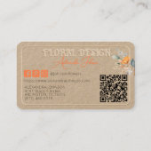 Elegant Rustisch Kraft Boho Bloemendesign Gehoogd  Visitekaartje (Achterkant)