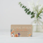 Elegant Rustisch Kraft Boho Bloemendesign Gehoogd  Visitekaartje (Staand voorkant)