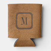 Elegant Rustisch Land  Ledermonogram Blikjeskoeler (Voorkant)