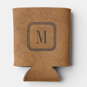 Elegant Rustisch Land  Ledermonogram Blikjeskoeler (Achterkant)