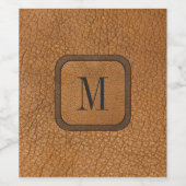 Elegant Rustisch Land Ledermonogram Wijn Etiket (Enkel label)