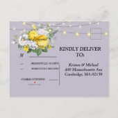 Elegant Rustisch licht Geel Flo RSVP Uitnodiging (Achterkant)