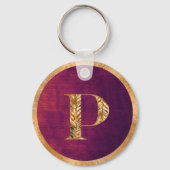 Elegant Rustisch Paars & Gold-gepersonaliseerd mon Sleutelhanger (Voorkant)