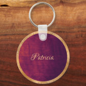 Elegant Rustisch Paars & Gold-gepersonaliseerd mon Sleutelhanger (Achterkant)