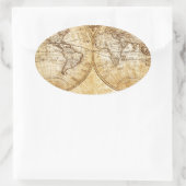 , elegant, rustisch wereldbol, atlas-kaart bruin ovale sticker (Tas)