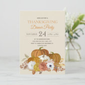 Elegant Rustische Thanksgiving Dinner Party Kaart (Staand voorkant)