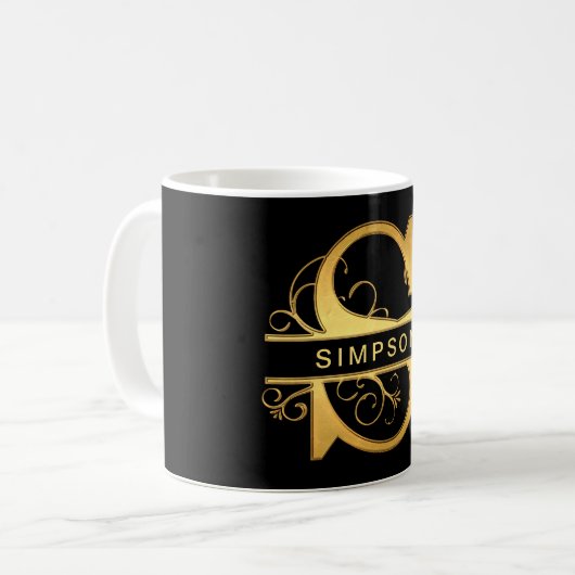 Elegant "S" Monogram op persoonlijke titel Zwart g Koffiemok (Voorkant links)