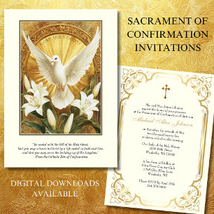 Elegant Sacrament Bevestiging Duif Lilies Kaart