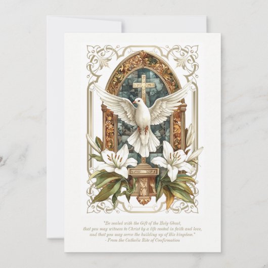 Elegant Sacrament Bevestiging Duif Witte Lelie Kaart (Achterkant)