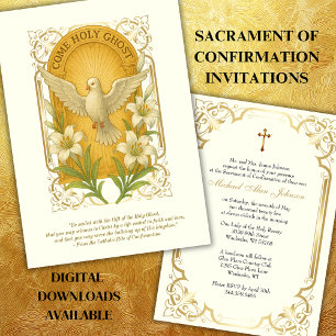 Elegant sacrament van de bevestiging Dove Lelies Kaart