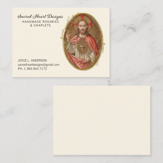 Elegant Sacred Heart Jesus Religieuze Visitekaartje (Voorkant / Achterkant)