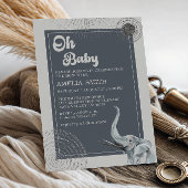 Elegant Safari Elephant Baby shower Kaart