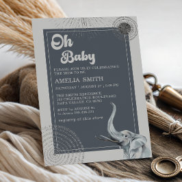 Elegant Safari Elephant Baby shower Kaart