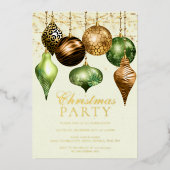 Elegant Safari Gold Ornament-kerstfeest Folie Uitnodiging (Voorkant)