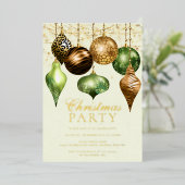 Elegant Safari Gold Ornament-kerstfeest Folie Uitnodiging (Staand Voorkant)