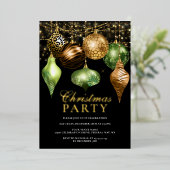 Elegant Safari Gold Ornament-kerstfeest Folie Uitnodiging (Staand Voorkant)