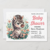 Elegant Safari Roze Zebra Baby shower Kaart (Voorkant)