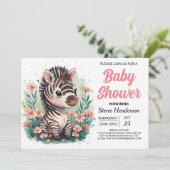 Elegant Safari Roze Zebra Baby shower Kaart (Staand voorkant)