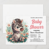 Elegant Safari Roze Zebra Baby shower Kaart (Voorkant / Achterkant)
