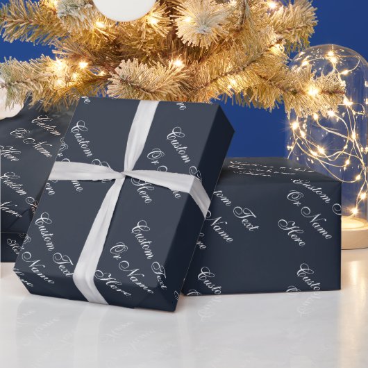 Elegant saffier blauw & wit: tot 5 woorden tekst cadeaupapier (Feestdagen)