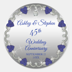 Elegant saffier en diamanten 45e Jubileum Ronde Sticker