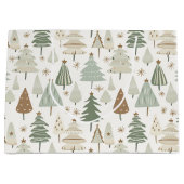 Elegant Saga groen kerstbomen patroon Groot Cadeauzakje (Voorkant)