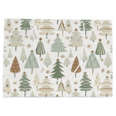 Elegant Saga groen kerstbomen patroon Groot Cadeauzakje (Achterkant)