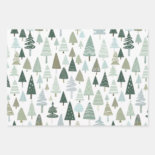 Elegant Saga groen kerstbomen patroon Inpakpapier Vel (Voorkant 3)