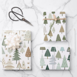 Elegant Saga groen kerstbomen patroon Inpakpapier Vel