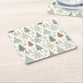 Elegant Saga groen kerstbomen patroon Kartonnen Onderzetters (Schuin)