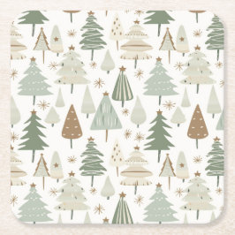 Elegant Saga groen kerstbomen patroon Kartonnen Onderzetters