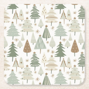 Elegant Saga groen kerstbomen patroon Kartonnen Onderzetters