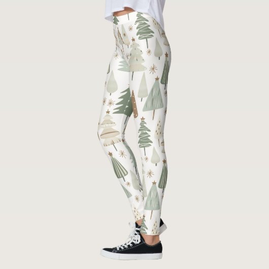 Elegant Saga groen kerstbomen patroon Leggings (Links)
