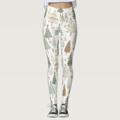 Elegant Saga groen kerstbomen patroon Leggings (Voorkant)