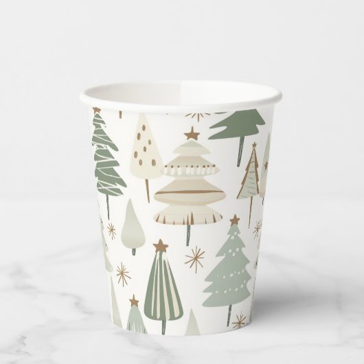 Elegant Saga groen kerstbomen patroon Papieren Bekers (Links)