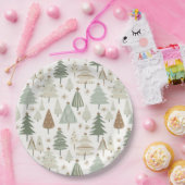 Elegant Saga groen kerstbomen patroon Papieren Bordje (Feest)