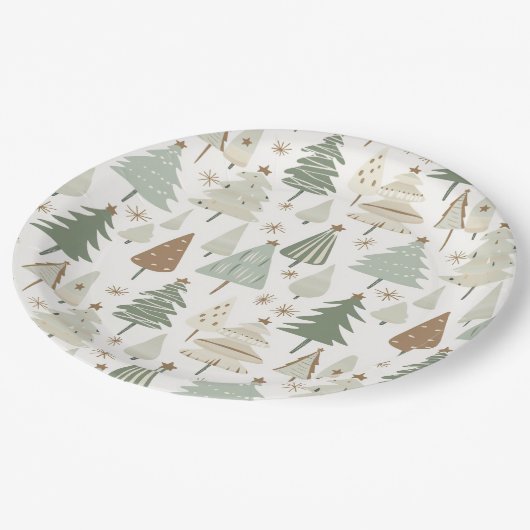 Elegant Saga groen kerstbomen patroon Papieren Bordje (Gekanteld)
