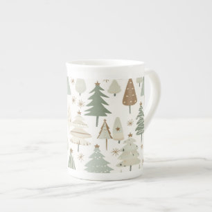 Elegant Saga groen kerstbomen patroon Porselein Kop