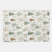 Elegant Saga groen kerstbomen patroon Theedoek (Horizontaal)